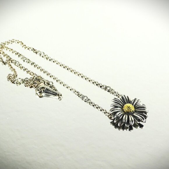 LAGOS HTF Daisy Collection Sterling Silver 750K Yellow Gold Pendant Necklace - Picture 5 of 10